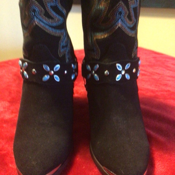 Dingo Black Suede Boots 6.5 - Picture 2 of 5